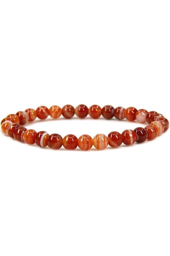 Natural Dream Red Agate Gemstone 6mm Round Beads Stretch Bracelet 7" Unisex