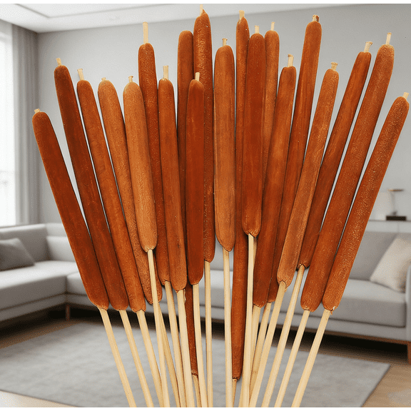 Natural Dried Cattail Flowers, Assorted Cattails for DIY Rustic Floral Arrangements and Home Wedding Bouquet Decorations, Fall Centerpiece Decor