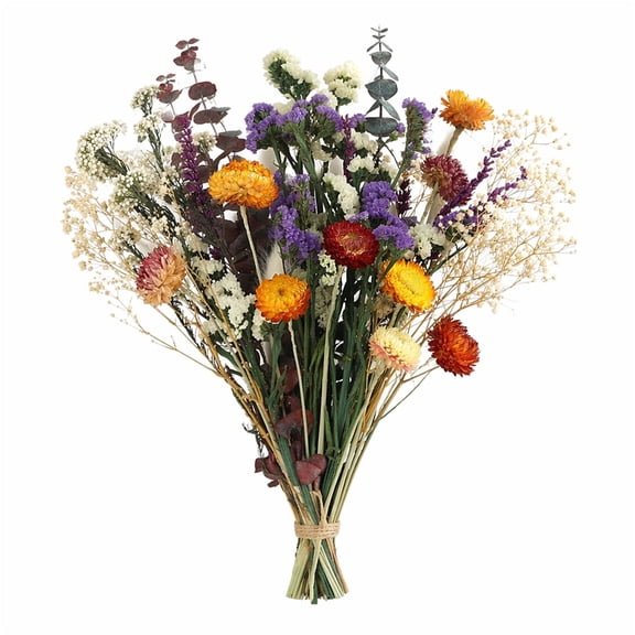Natural Dried Flower Bouquet, XISELI 17" DIY Floral Arrangements with Eucalyptus Strawflower Lavender, Rustic Boho Wedding and Home Centerpiece Decorations, Fall Table Decor