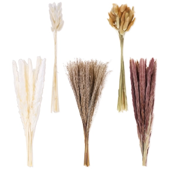 Natural Dried Flowers, Boho Pampas Grass Bouquet, Rustic Farmhouse Home Decor, DIY Wedding Table Arrangement, Fluffy Dried Grass Stem for Indoor Aesthetic Decoration
