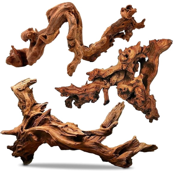 Tivkeber Natural Driftwood for Aquarium Decor, Fish Tank & Reptile Decorations, 3 Pcs 7"-11" Assorted Driftwood Branch