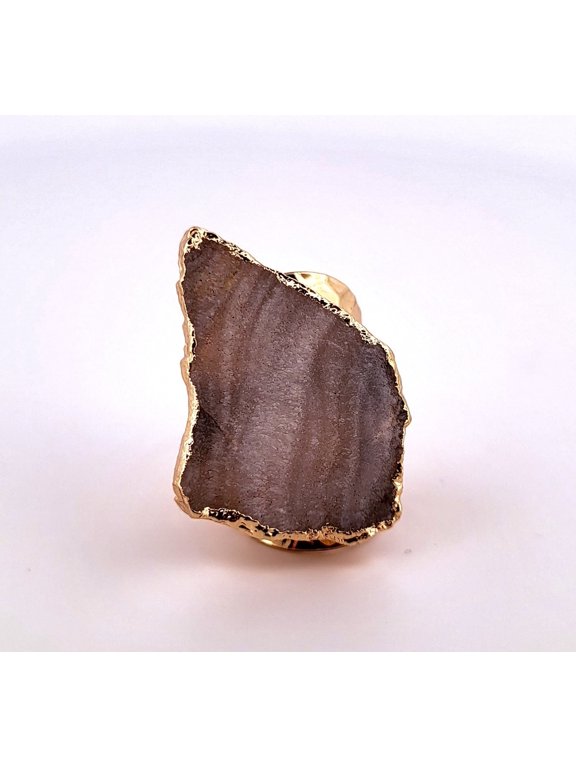 Natural Druzy Geode Crystal Gold Ring