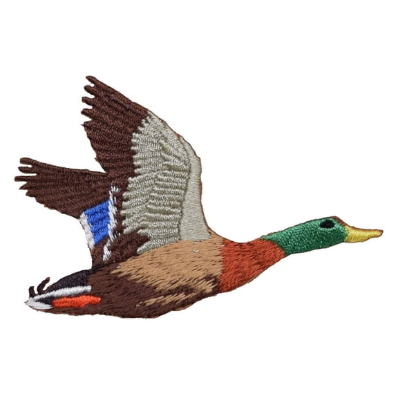 Natural Duck - Flying Right - Mallard Drake - Bird/Hunting - Embroidered Iron on Patch