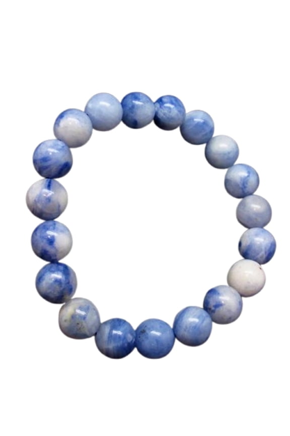 Natural Dumortierite 10mm Round Shape Smooth Cut Beads Stretchable Bracelet For Men & Women. Unisex Bracelet