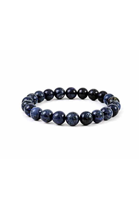 Natural Dumortierite 10mm Round Shape Smooth Cut Beads Stretchable Bracelet for Men & Women.