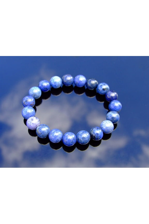 Natural Dumortierite 10mm Round Shape Smooth Cut Beads Stretchable Bracelet for Men & Women.