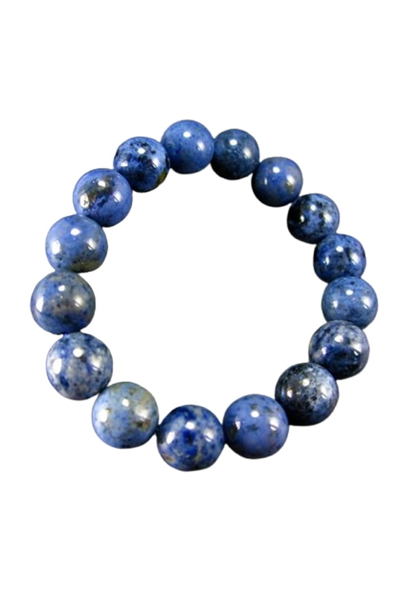 Natural Dumortierite 12mm Round Shape Smooth Cut Beads Stretchable Bracelet For Men & Women. Unisex Bracelet