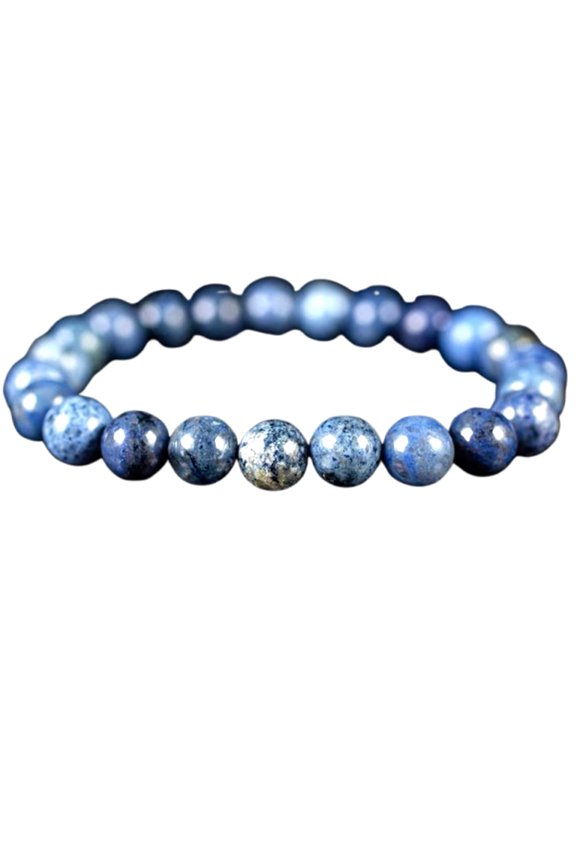 Natural Dumortierite 8mm Round Shape Smooth Cut Beads Stretchable Bracelet For Men & Women. Unisex Bracelet