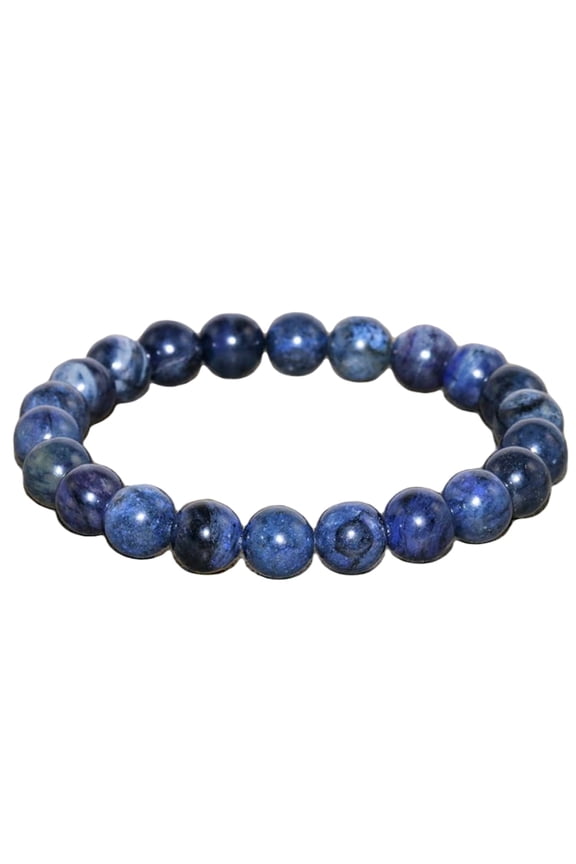 Natural Dumortierite 8mm Round Shape Smooth Cut Beads Stretchable Bracelet For Men & Women. Unisex Bracelet