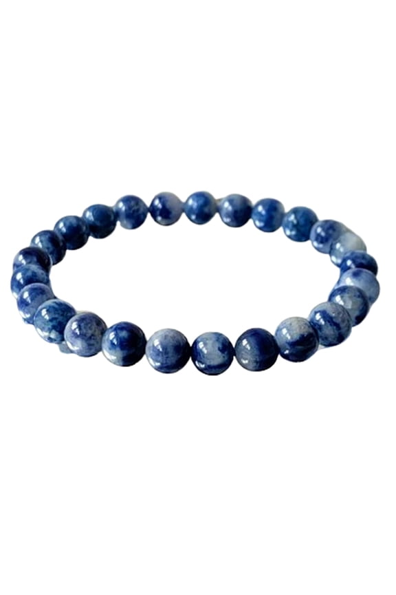 Natural Dumortierite 8mm Round Shape Smooth Cut Beads Stretchable Bracelet For Men & Women. Unisex Bracelet