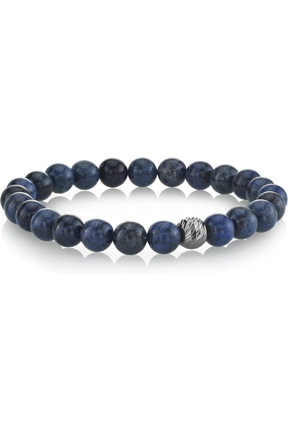 Natural Dumortierite 8mm Round Shape Smooth Cut Beads Stretchable Bracelet for Men & Women.