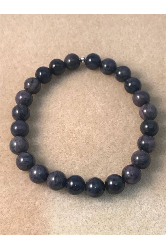 Natural Dumortierite 8mm round Shape Smooth Cut Beads Stretchable Bracelet for Men & Women.