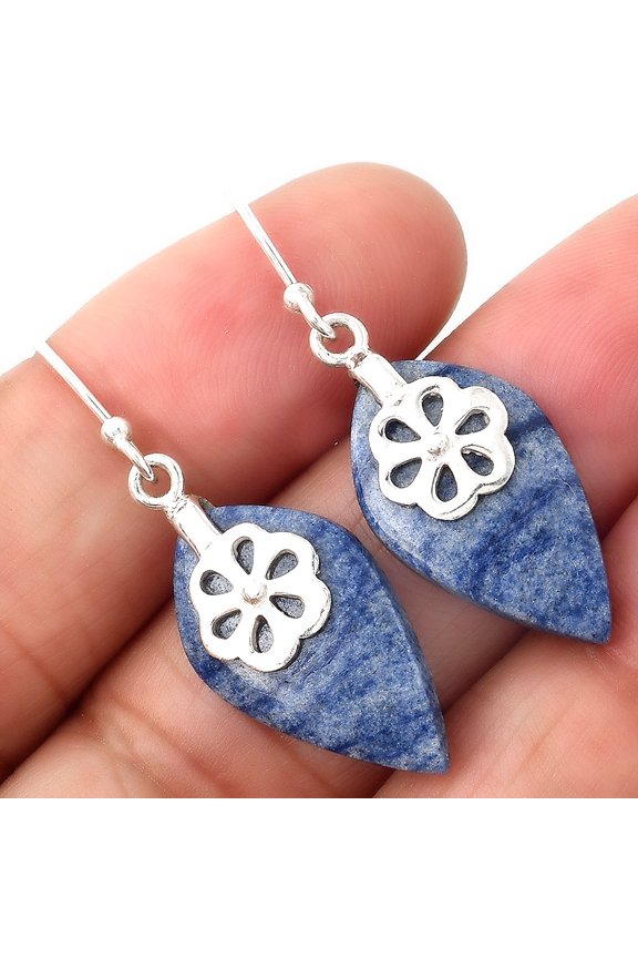 Natural Dumortierite Quartz 925 Sterling Silver Earrings Jewelry E-1137 SDE86881