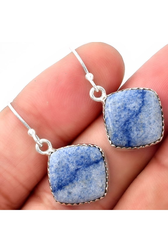 Natural Dumortierite Quartz 925 Sterling Silver Earrings Jewelry SDE52781