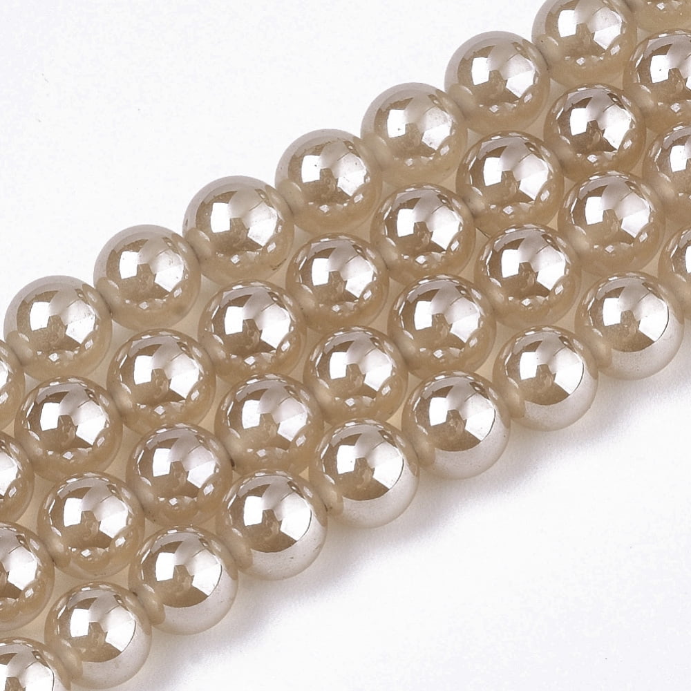 Natural Dyed Agate Beads Strands Imitation Pearl Beads Round Blanched Almond 6mm Hole: 1mm 62~64pcs/strand 14.57 inch~15.04 inch(37cm~38.2cm)