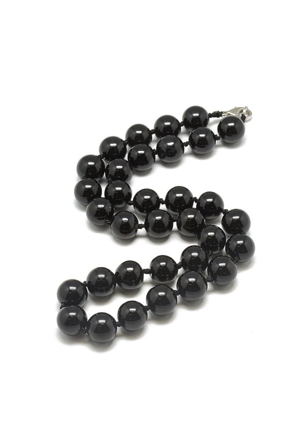 Natural Dyed & Heated Black Agate Beaded Necklaces with Alloy Lobster Clasps Round Dyed 18.8 inch~19.2 inch(48~49cm) round: 10mm