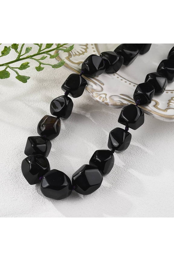 Natural Dyed & Heated Black Agate Beaded Necklaces for Women Men 20.08~21.26 inch(51~54cm)