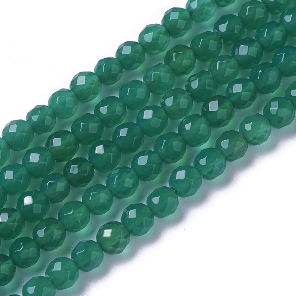 Natural Dyed Heated Green Onyx Agate Beads Strands Faceted Round Green 4x3.5~4mm Hole: 0.4mm 97~110pcs/strand 15~16 inch(40~40.7cm)