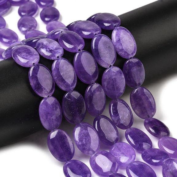 Natural Dyed Malaysia Jade Beads Strands Flat Oval Shape Blue Violet 18~18.5x12~13x4.5~5mm Hole: 1mm about 22pcs/strand 15.75