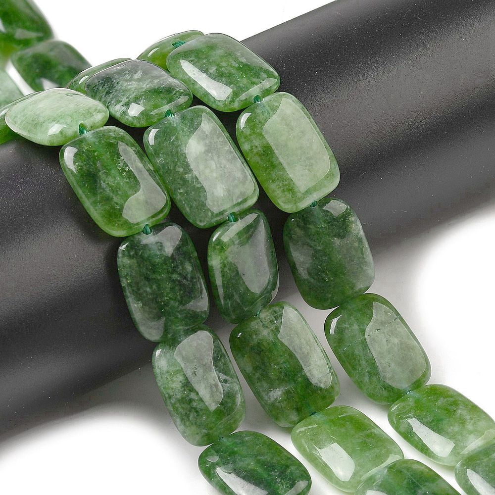 Natural Dyed Malaysia Jade Beads Strands Rectangle Green 18~18.5x13~13.5x4.5~5mm Hole: 1.2mm 22pcs/strand 15.87''(40.3cm)