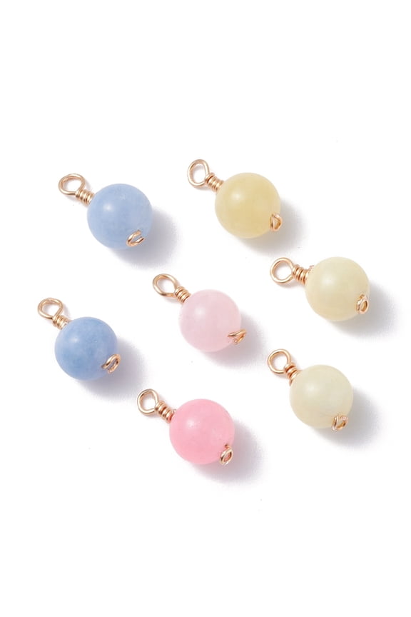 Natural Dyed White Jade Wire Wrapped Pendants Imitation Morganite 18-19x10.5mm Hole: 3.5mm