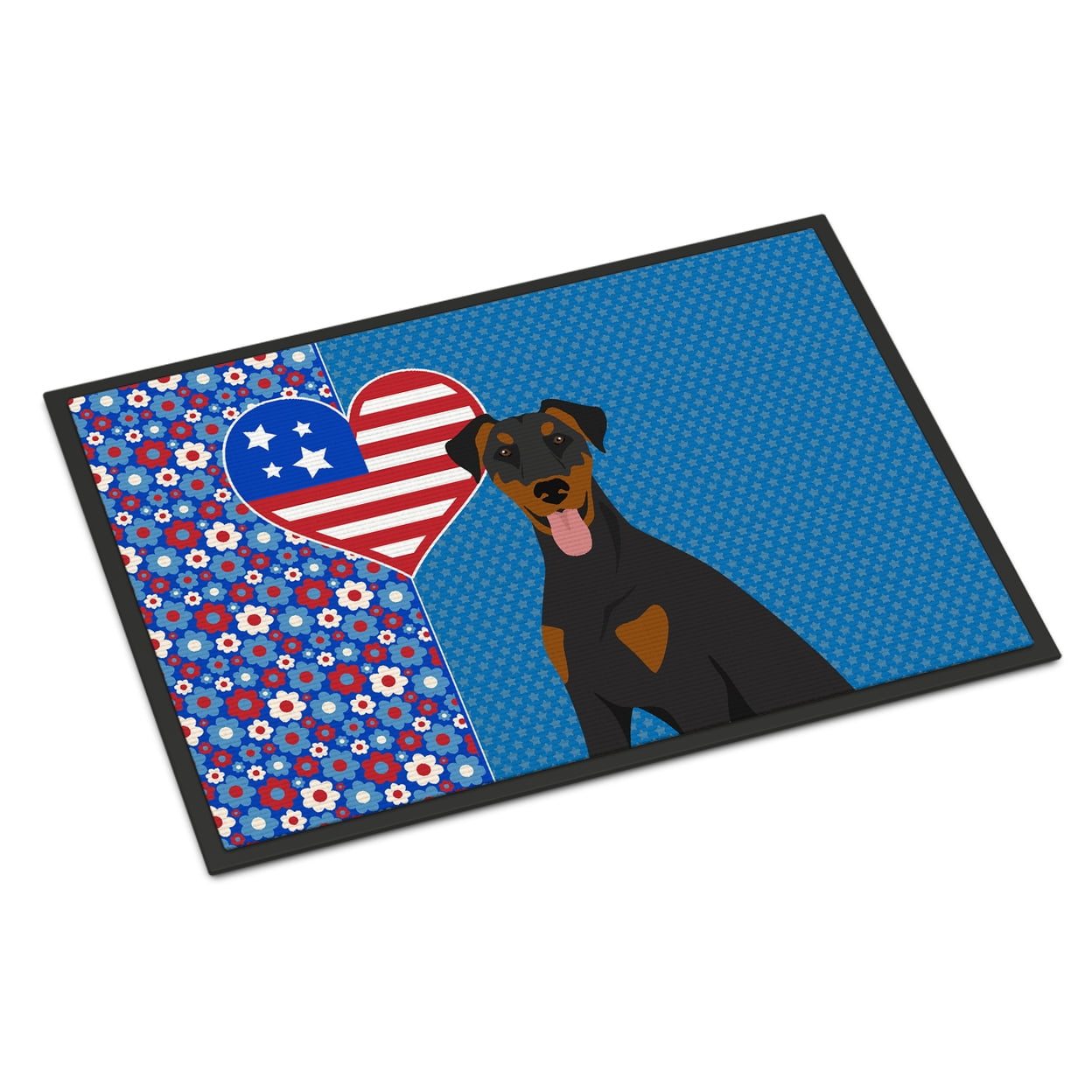 Natural Ear Black and Tan Doberman Pinscher USA American Indoor or Outdoor Mat 24x36