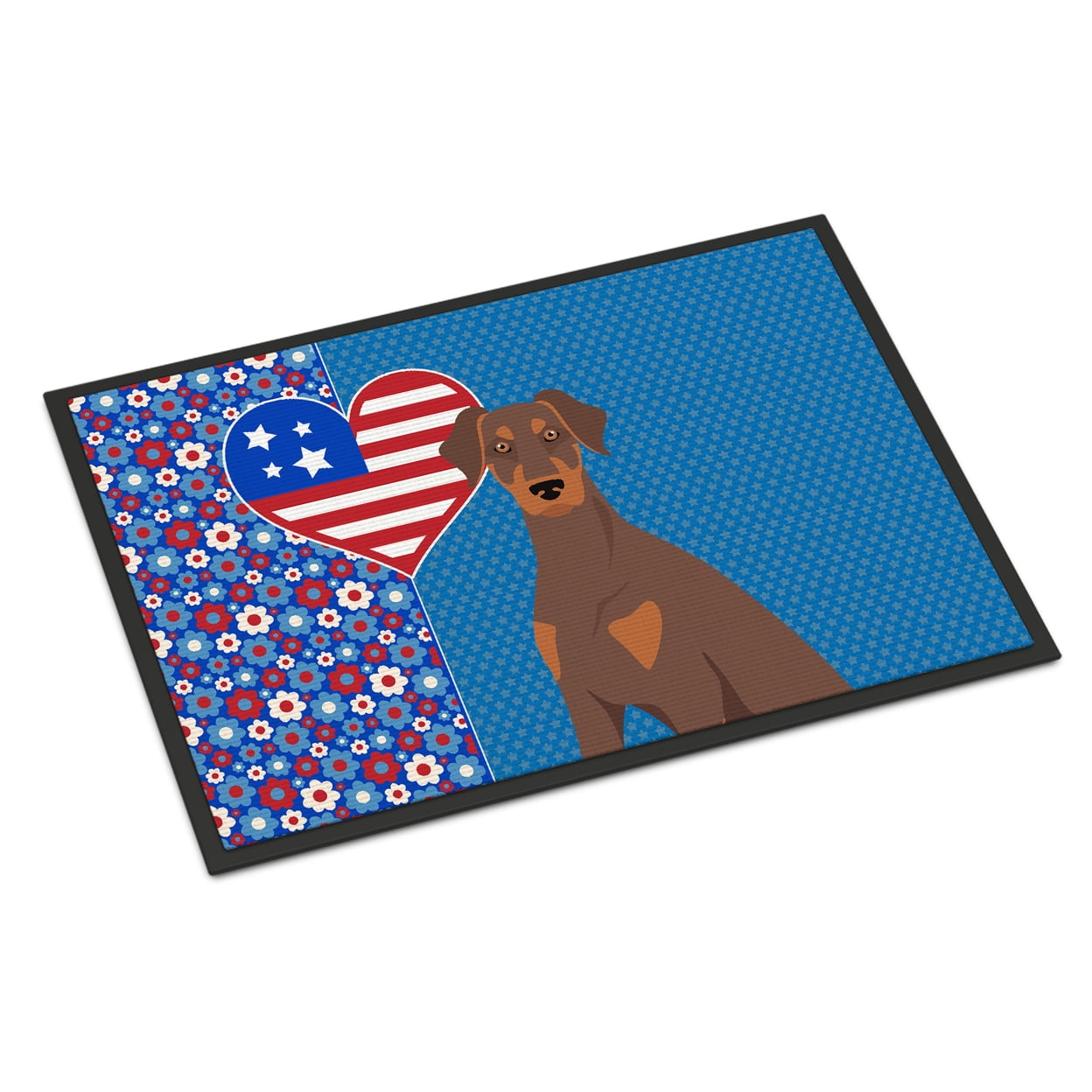 Natural Ear Red and Tan Doberman Pinscher Indoor or Outdoor Mat 24x36 36 in x 24 in