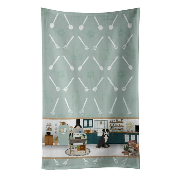 Natural Eared Black Boxer in the Kitchen Kitchen Towel 15 in x 25 in