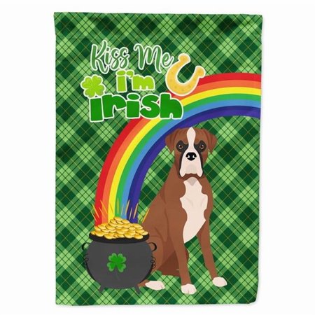 Natural Eared Red Fawn Boxer St. Patrick's Day Flag Garden Size 11.25 in x 15.5 in