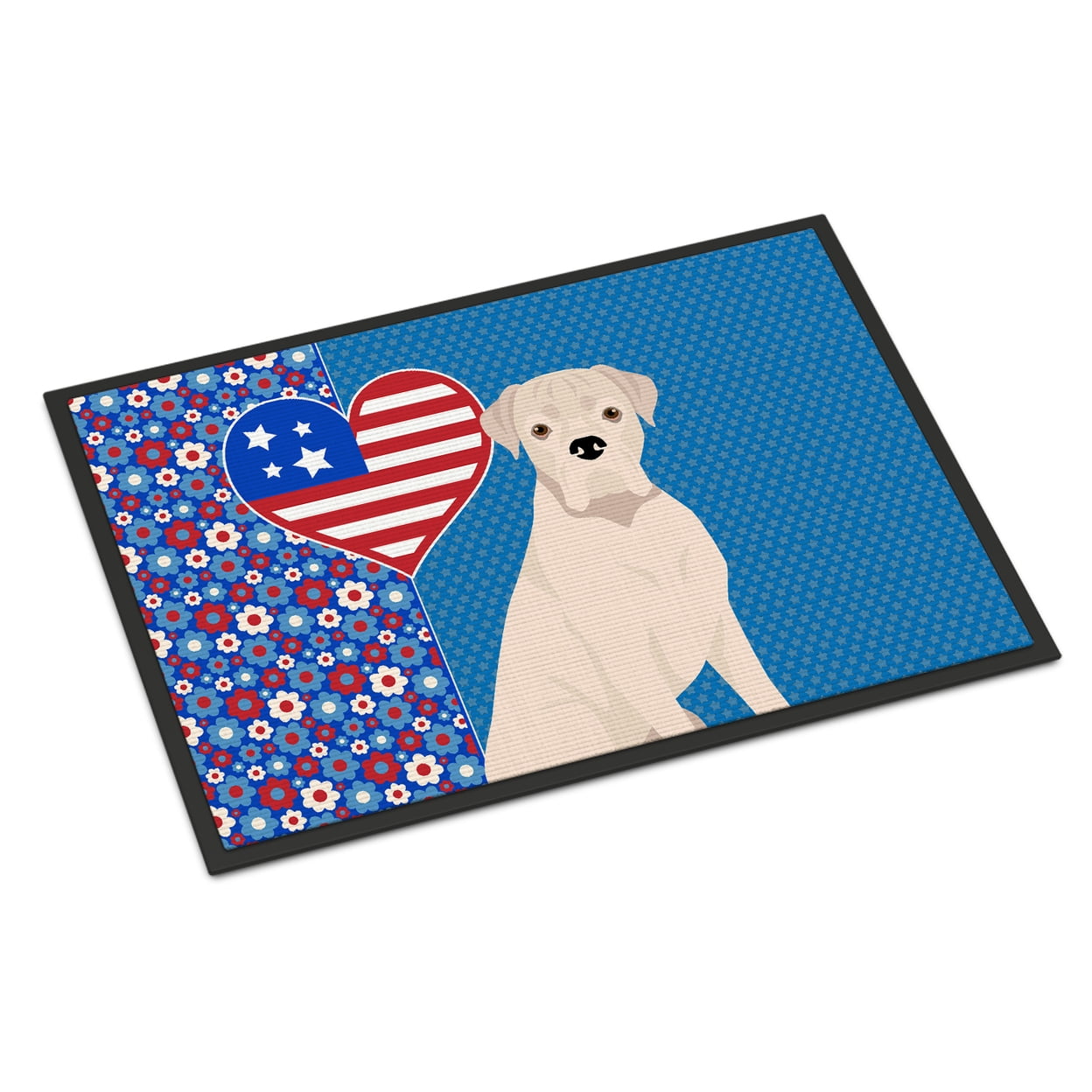 Natural Eared White Boxer USA American Indoor or Outdoor Mat 24x36