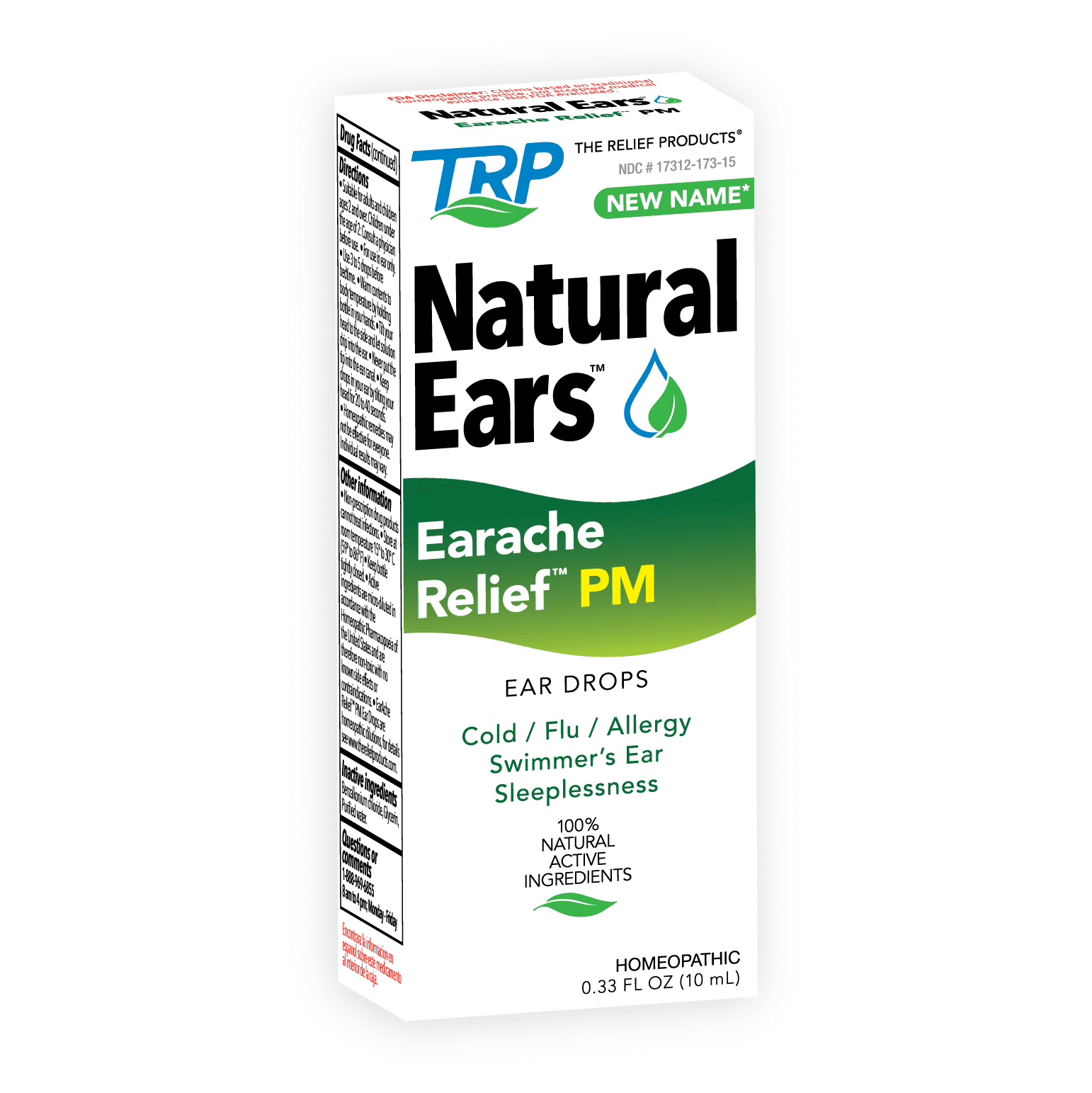 The Relief Products, Natural Ears, Earache Relief PM Ear Drops, 1 Count, 0.33 oz