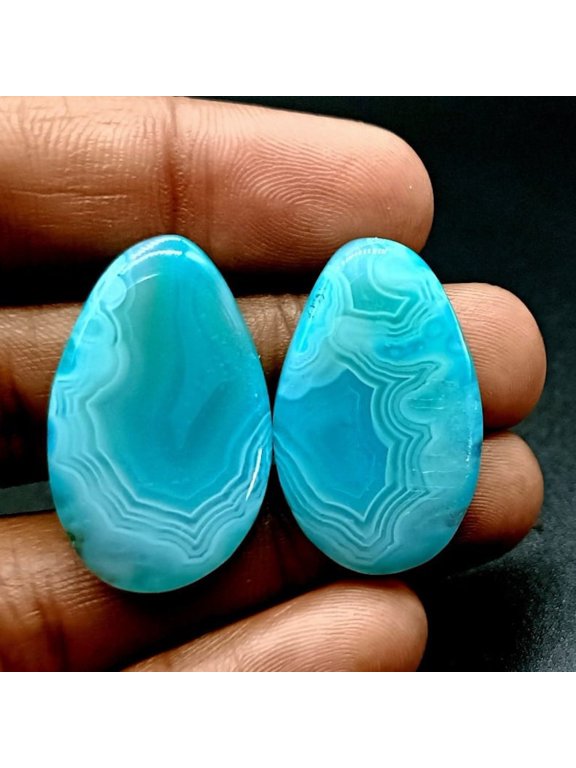 Natural Earth-Mined Green Botswana Agate Gemstone Pair | Fine Quality | Free Size | Polished Loose Stones