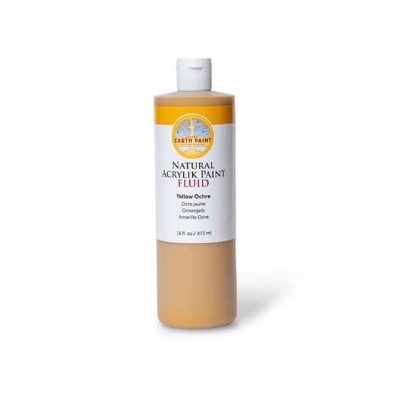 Natural Earth Paint Natural Fluid Acrylik Paint, 16 oz, Yellow Ochre