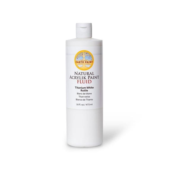 Natural Earth Paint Natural Fluid Acrylik Paint, 16 oz, Titanium White Rutile