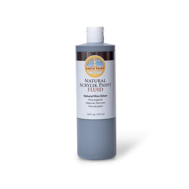 Natural Earth Paint Natural Fluid Acrylik Paint, 16 oz, Silver Mica