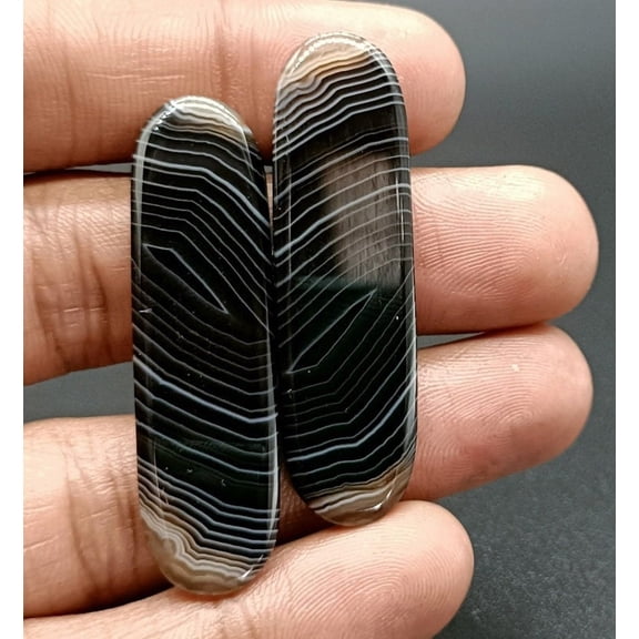 Natural Earthmine Fine Quality Black Botswana Agate Free Size Gemstone Pair, Best For Making Earrings And Healing Work