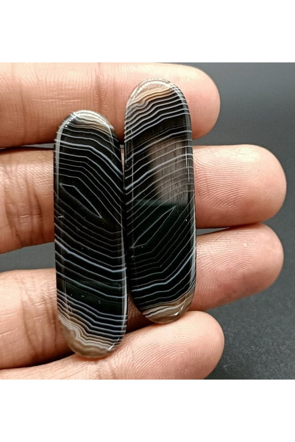 Natural Earthmine Fine Quality Black Botswana Agate Free Size Gemstone Pair, Best For Making Earrings And Healing Work