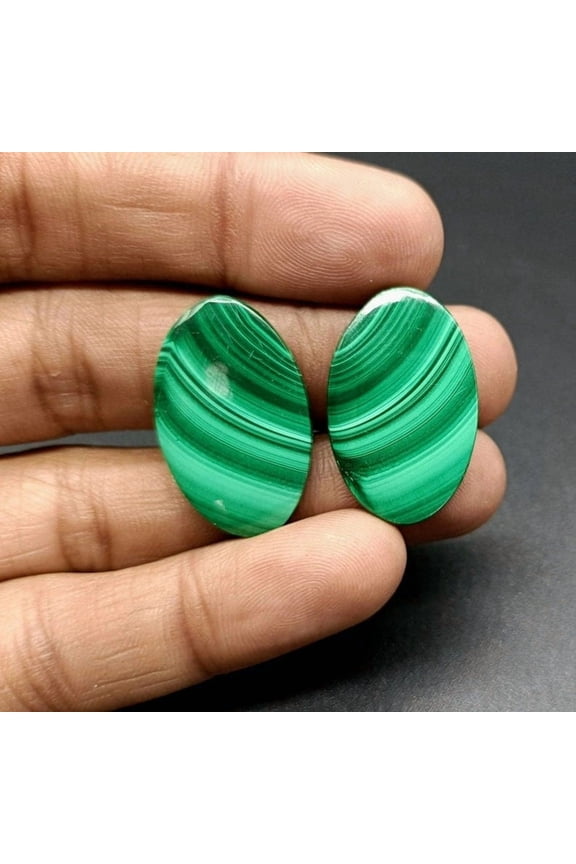 Natural Earthmine Fine Quality Malachite Free Size Cabochon Gemstone Pair. Best For Making Earrings And Healing Work