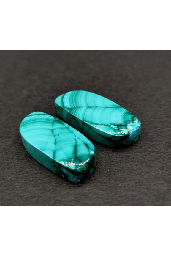 Natural Earthmine Fine Quality Malachite Free Size Cabochon Gemstone Pair. Best For Making Earrings And Healing Work