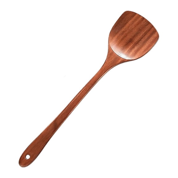 Natural Ebony Wood Kitchen Spatula with Extra-Long Handle for Non-Stick Cookware, Heat Resistant and Odorless
