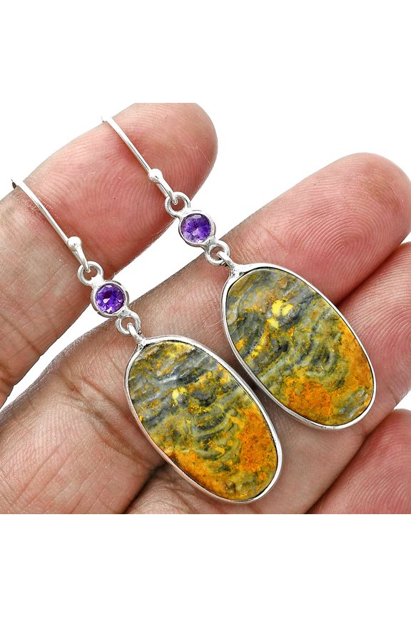 Natural Eclipse & Amethyst 925 Sterling Silver Earrings Jewelry E-1002 SDE88688