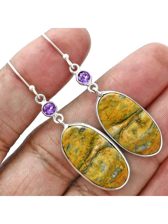 Natural Eclipse & Amethyst 925 Sterling Silver Earrings Jewelry E-1002 SDE88691