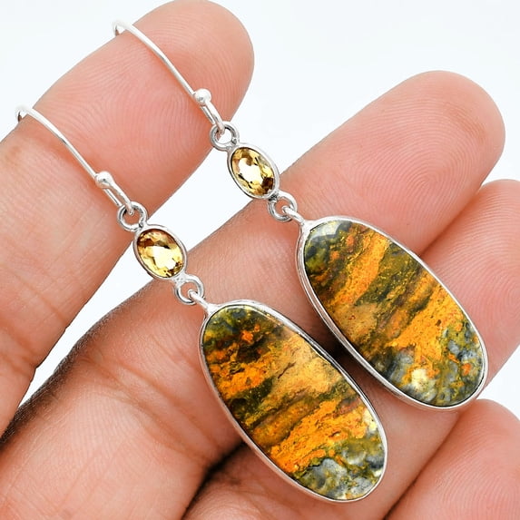 Natural Eclipse & Citrine 925 Sterling Silver Earrings Jewelry E-1002 SDE86049