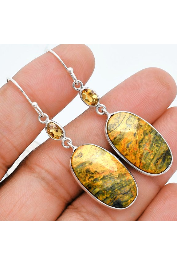 Natural Eclipse & Citrine 925 Sterling Silver Earrings Jewelry E-1002 SDE88507