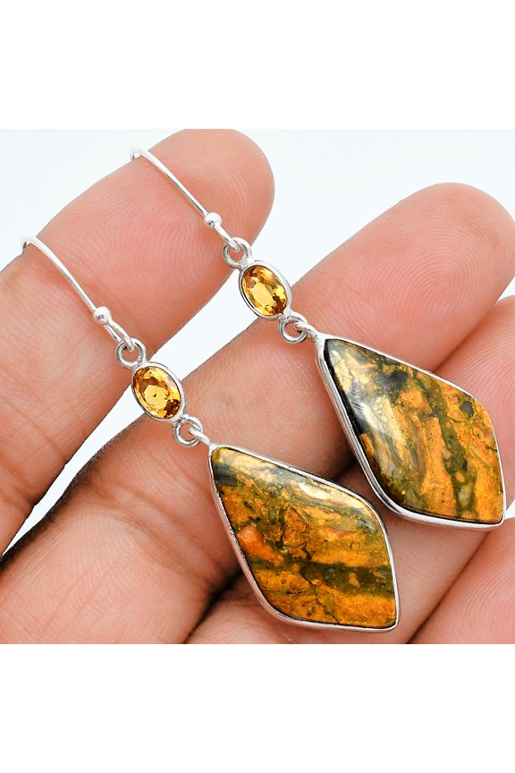 Natural Eclipse & Citrine 925 Sterling Silver Earrings Jewelry E-1002 SDE88515