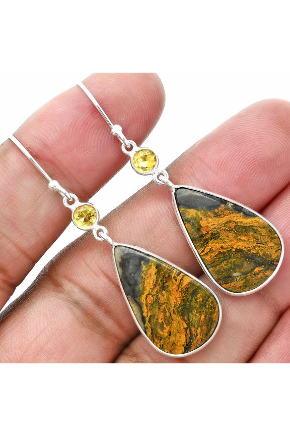 Natural Eclipse & Citrine 925 Sterling Silver Earrings Jewelry E-1002 SDE89121