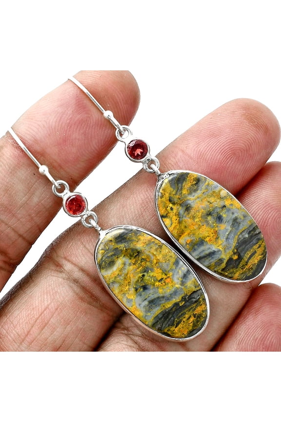 Natural Eclipse & Garnet 925 Sterling Silver Earrings Jewelry E-1002 SDE88737