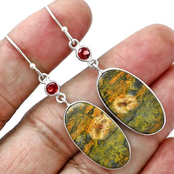 Natural Eclipse & Garnet 925 Sterling Silver Earrings Jewelry E-1002 SDE88738