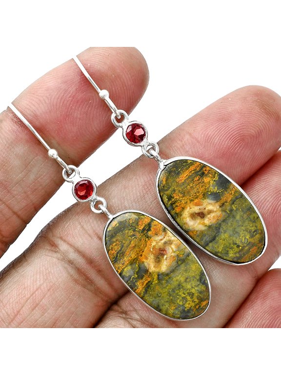 Natural Eclipse & Garnet 925 Sterling Silver Earrings Jewelry E-1002 SDE88738