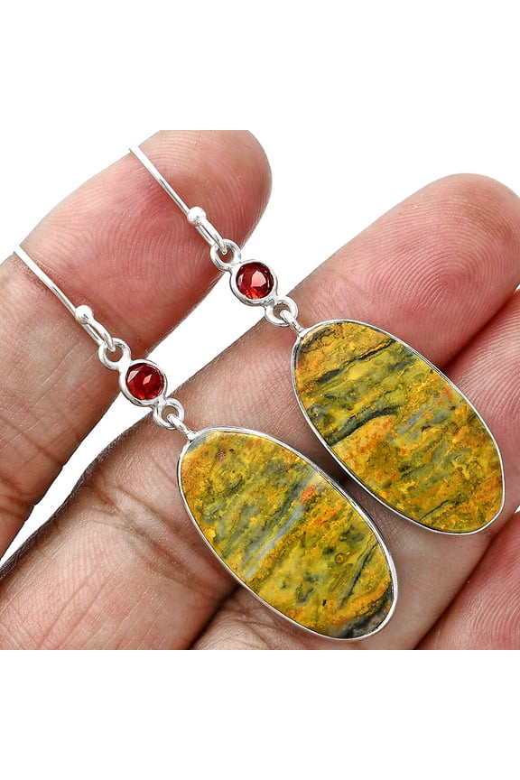 Natural Eclipse & Garnet 925 Sterling Silver Earrings Jewelry E-1002 SDE88739